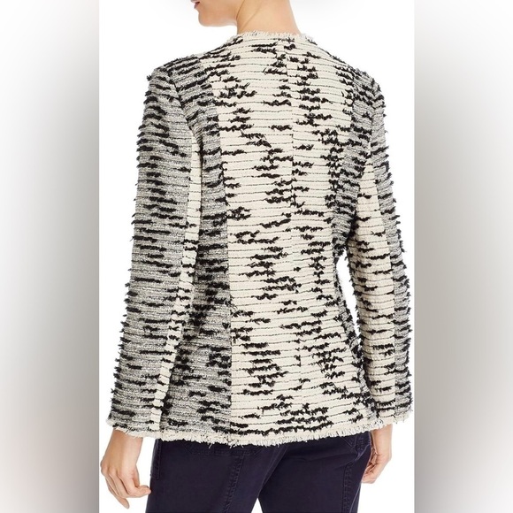 NWT Rebecca Taylor Patched Cream Black Button Front Tweed Jacket Size 6 - Picture 3 of 15